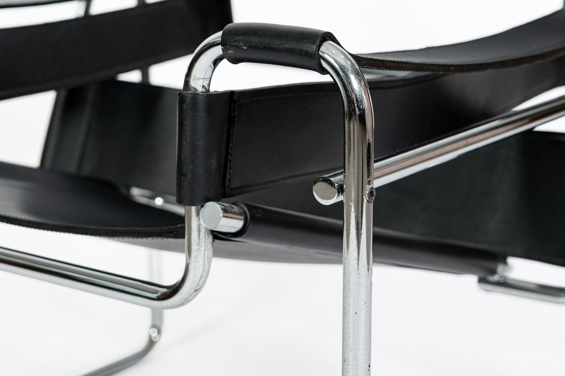 Vintage Mid Century Black Wassily Chair by Marcel Breuer (attr.) 1970s