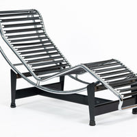 Cassina LC4 Black Leather Chaise Lounge Chair by Le Corbusier 1981