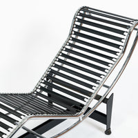 Cassina LC4 Chaise Lounge Chair in Black Leather by Le Corbusier 1970s