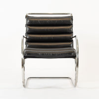 Mid Century MR Black Leather Arm Chairs by Mies van der Rohe for Knoll