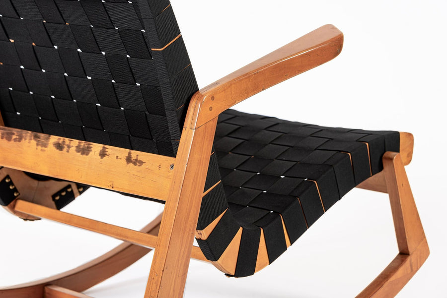 Rare Early Mid Century Wooden Rocking Chair by Ralph Rapson, 1940s