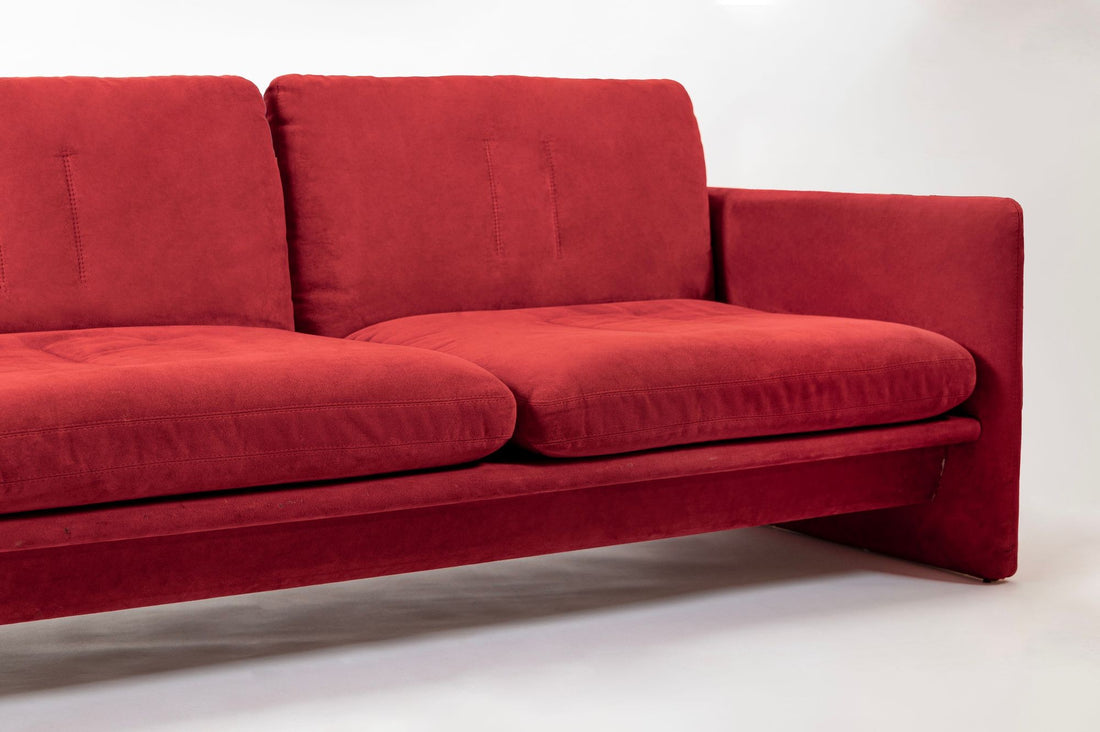Vintage Italian Modern Red Simone Sofa by Simon International, Italy, Circa 1972