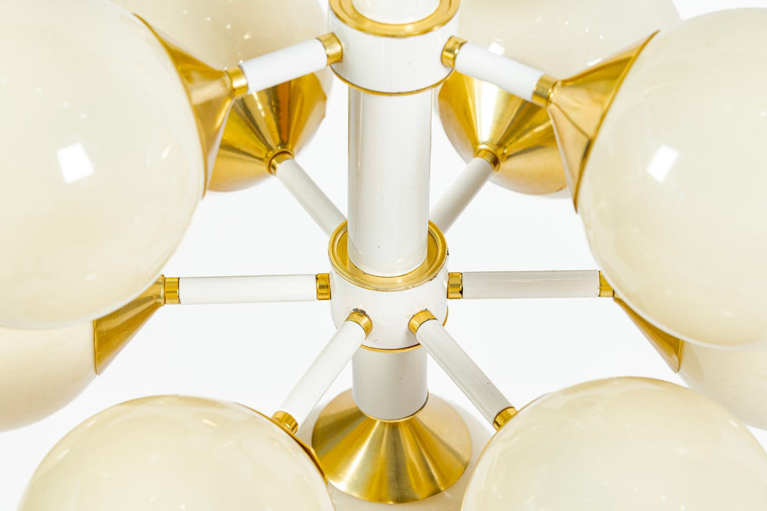 Pair of Mid-Century Modern Sputnik Chandeliers by Szarvasi, Hungary 1970s, 3x Avail