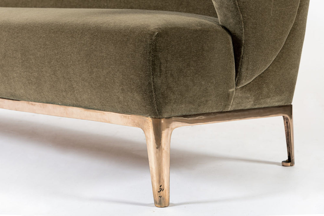 Restored 1940s Art Deco Sofa Mink Mohair, Matching Chair Available
