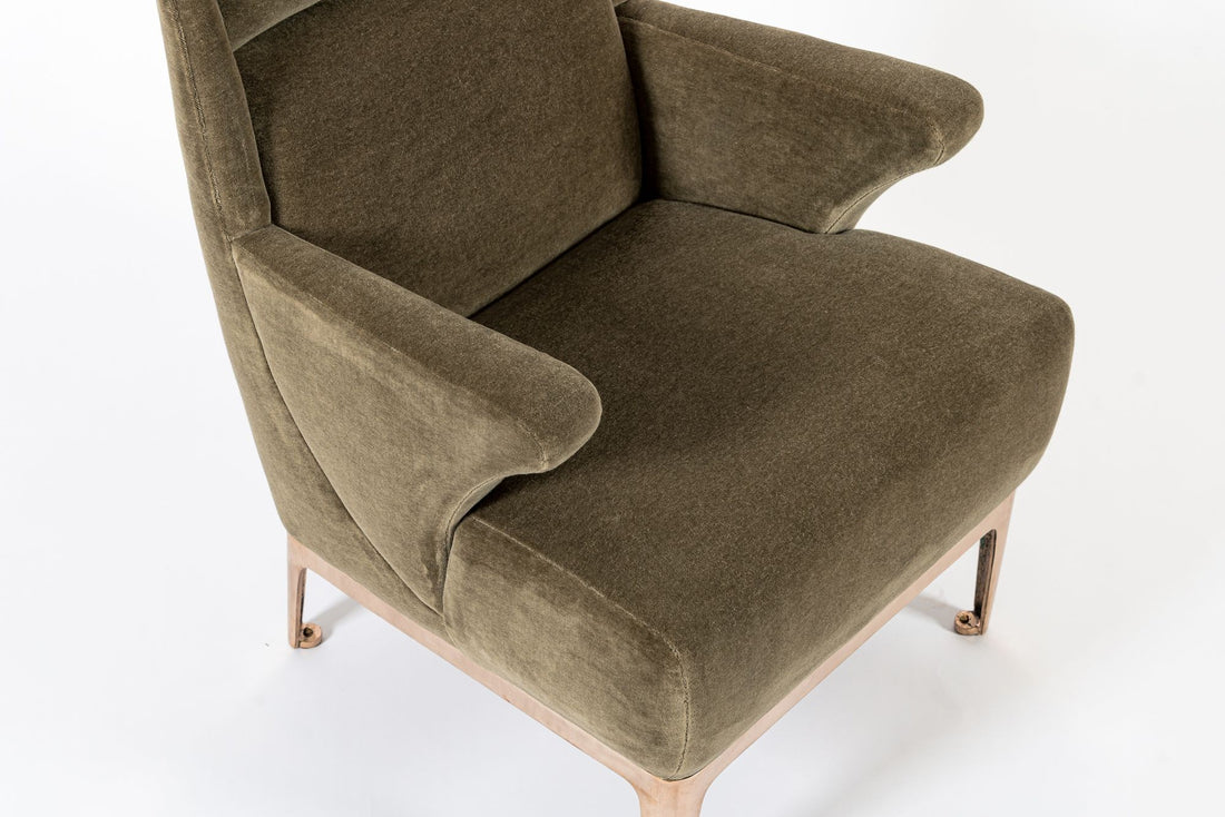 Restored 1940s Art Deco Lounge Chair Mink Mohair, Matching Sofa Available