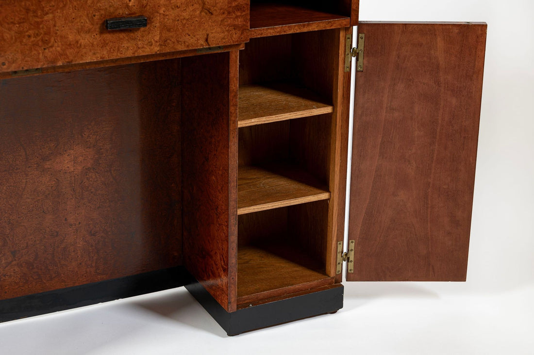 American Art Deco Birdseye Maple Vanity Cabinet or Dressing Table, Circa 1930