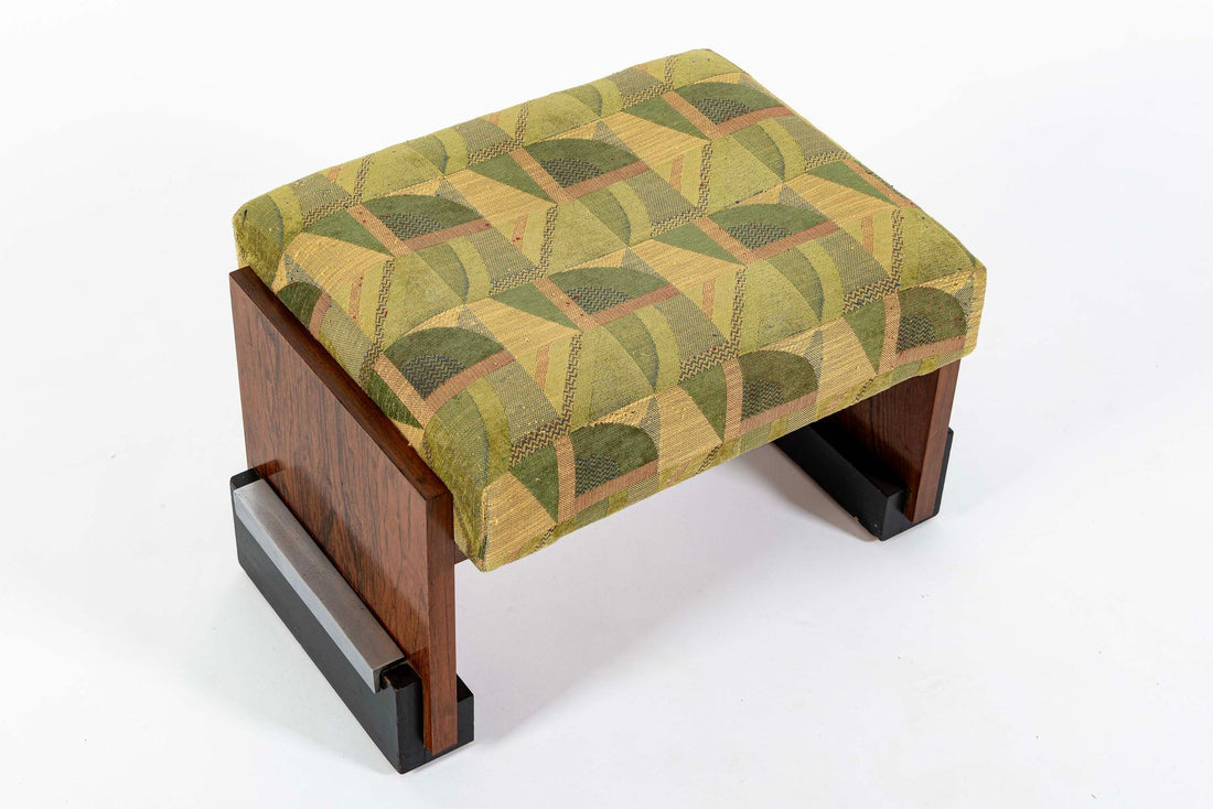 Antique Art Deco Wood Vanity Mirror & Stool by Donald Deskey for Widdicomb 1930s