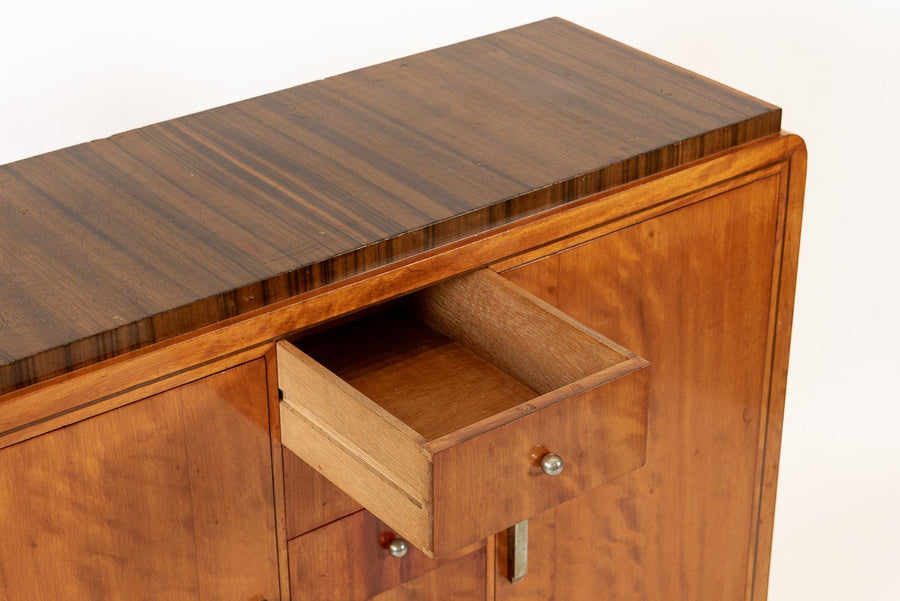 Antique Art Deco Two-Tone Burl Wood Dresser, 1930s