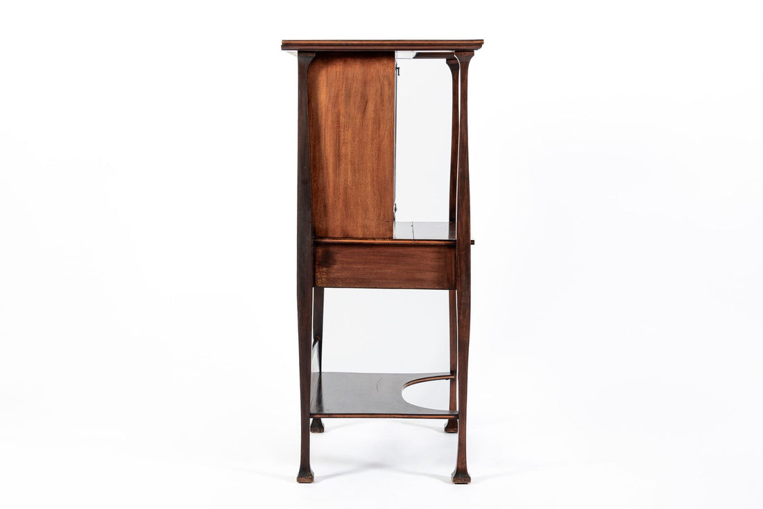 Antique Art Nouveau Scottish Mahogany Floral Secretary Cabinet