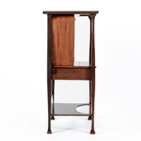 Antique Art Nouveau Scottish Mahogany Floral Secretary Cabinet
