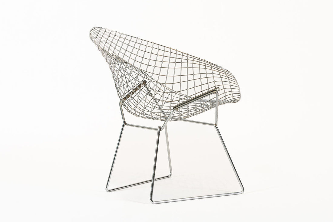 Mid Century Silver Diamond Wire Lounge Chair by Harry Bertoia for Knoll