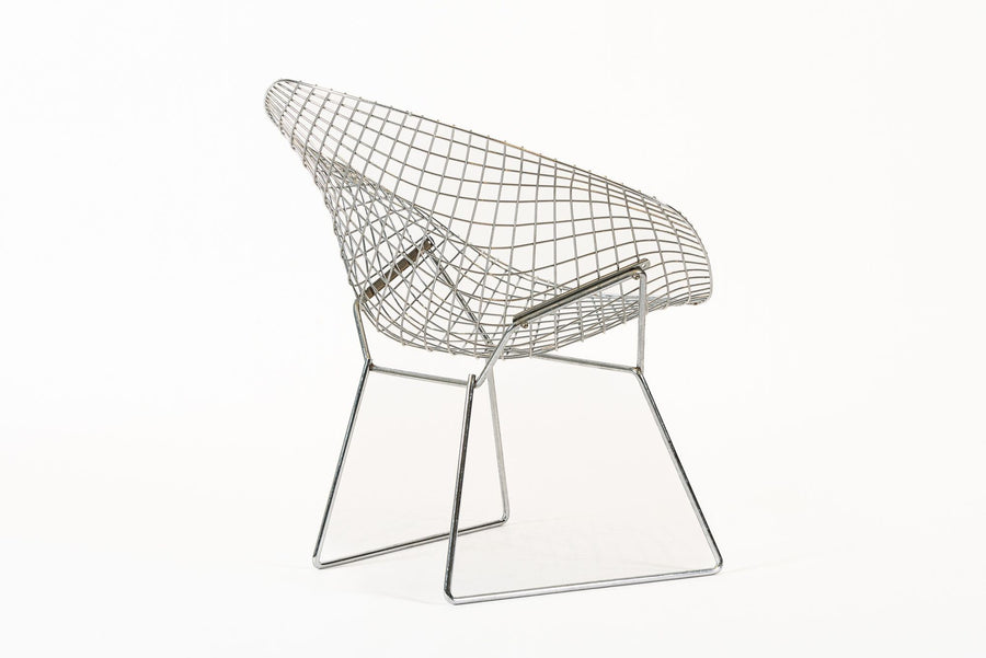 Mid Century Silver Diamond Wire Lounge Chair by Harry Bertoia for Knoll