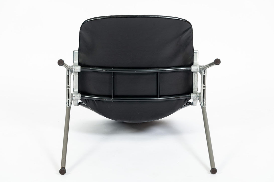 Six Mid Century Italian DSC 106 Leather Stacking Chairs by Giancarlo Piretti for Castelli, 1980s