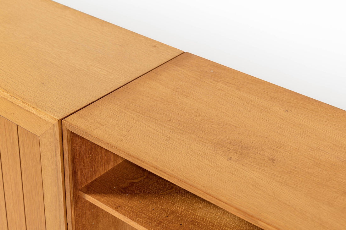 Danish Modern Oak Modular Wall Unit, Mid Century Bookcase Display Cabinet