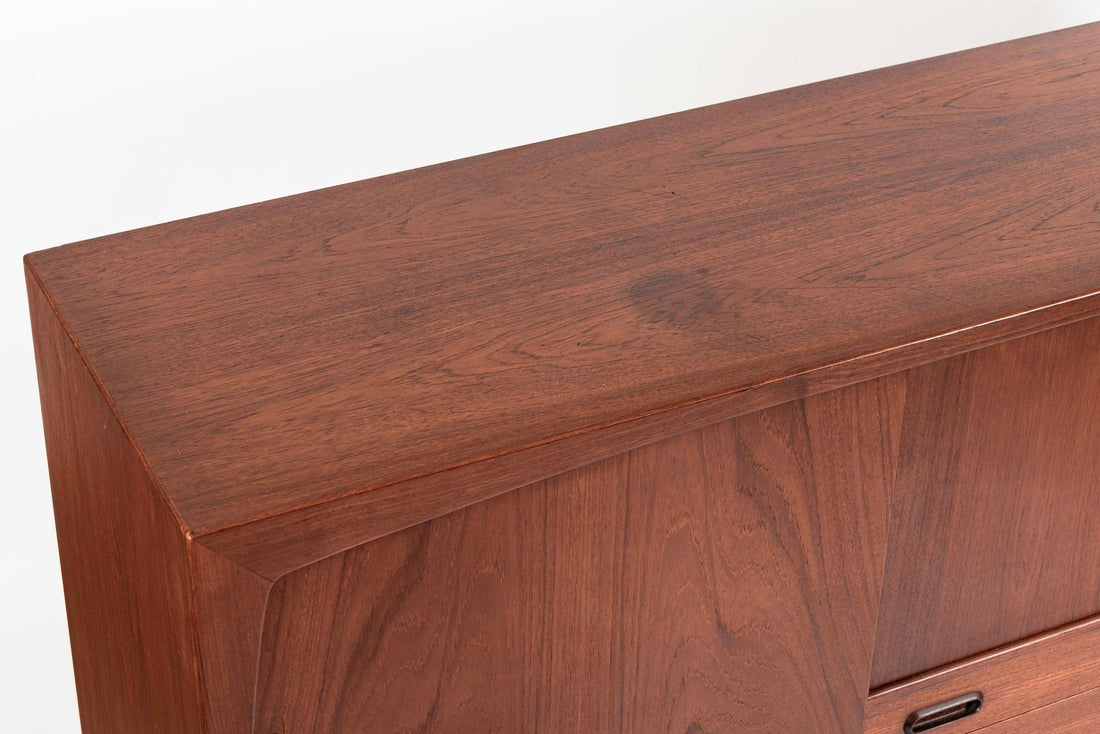 Mid Century Danish Teak Tall Sideboard or Bar Cabinet by Harry Ostergaard