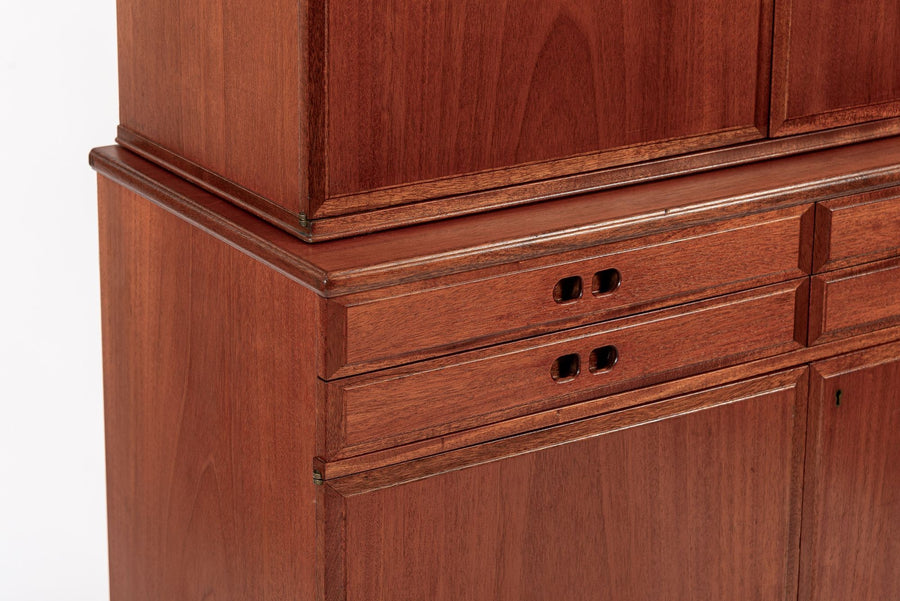 Mid Century Danish Modern Tall Two-Piece Teak Cabinet Hutch