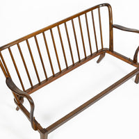 Danish Modern Solid Walnut Spindle Back Sofa in Schumacher Fabric, Circa 1960