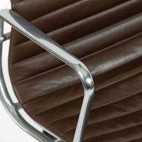 Eames Herman Miller Brown Leather Aluminum Group Thin Pad Desk Chair, 2008