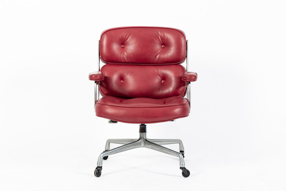Vintage Eames for Herman Miller Time Life Red Leather Lobby Office Chair 1960s