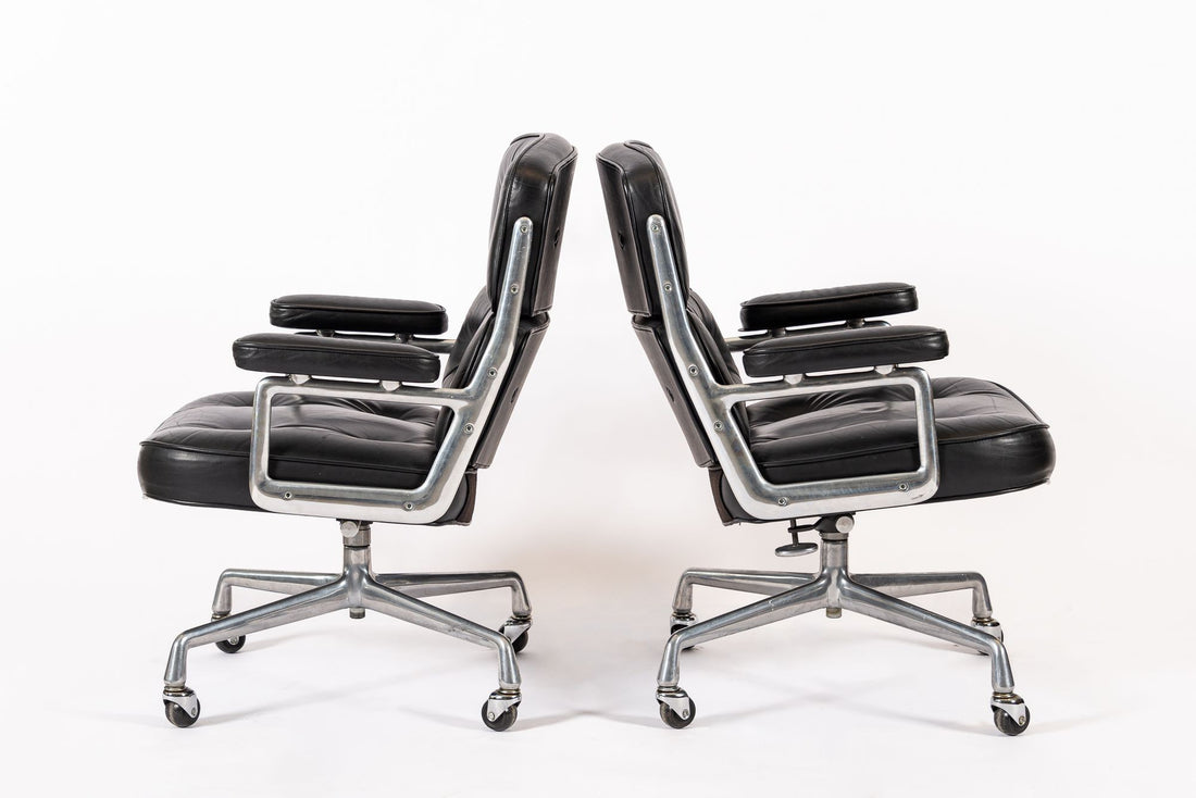Eames for Herman Miller Time Life Black Leather Office Chairs 1980s