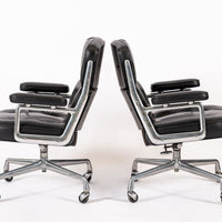Eames for Herman Miller Time Life Black Leather Office Chairs, 1980s - Set of 4
