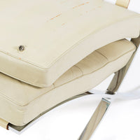 Mid Century Cream Barcelona Chairs by Mies van der Rohe for Knoll, 1980s