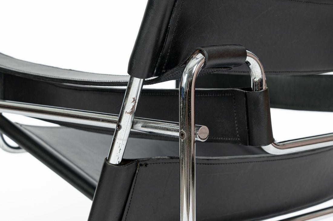 Vintage Mid Century Black Wassily Chair by Marcel Breuer (attr.) 1970s