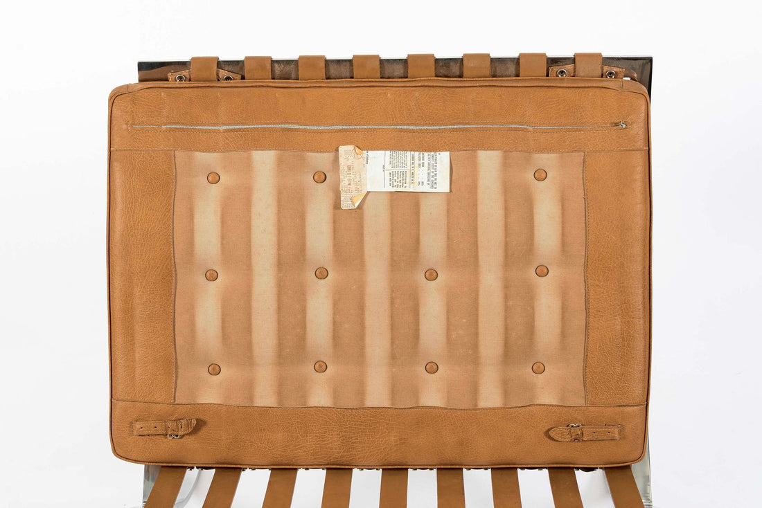 Mid Century Brown Leather Barcelona Chair by Mies van der Rohe for Knoll, 1983