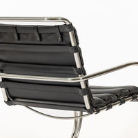 Mid Century MR Black Leather Arm Chairs by Mies van der Rohe for Knoll