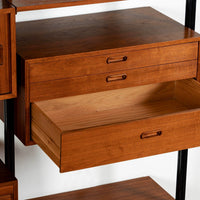 Early Production George Nelson OMNI Three-Bay Modular Walnut Wall Unit by Structural Products, Circa 1961