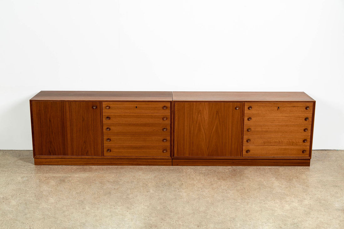 Pair of Swedish Mid-Century Modern Teak Bookcase Display Cabinets, 1960s