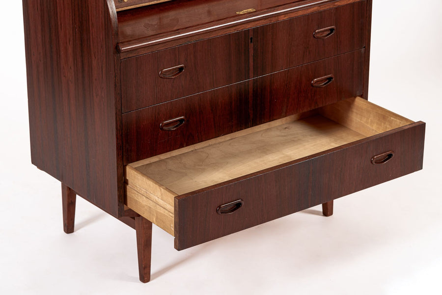 Vintage Mid Century Swedish Rosewood Rolltop Secretary Desk