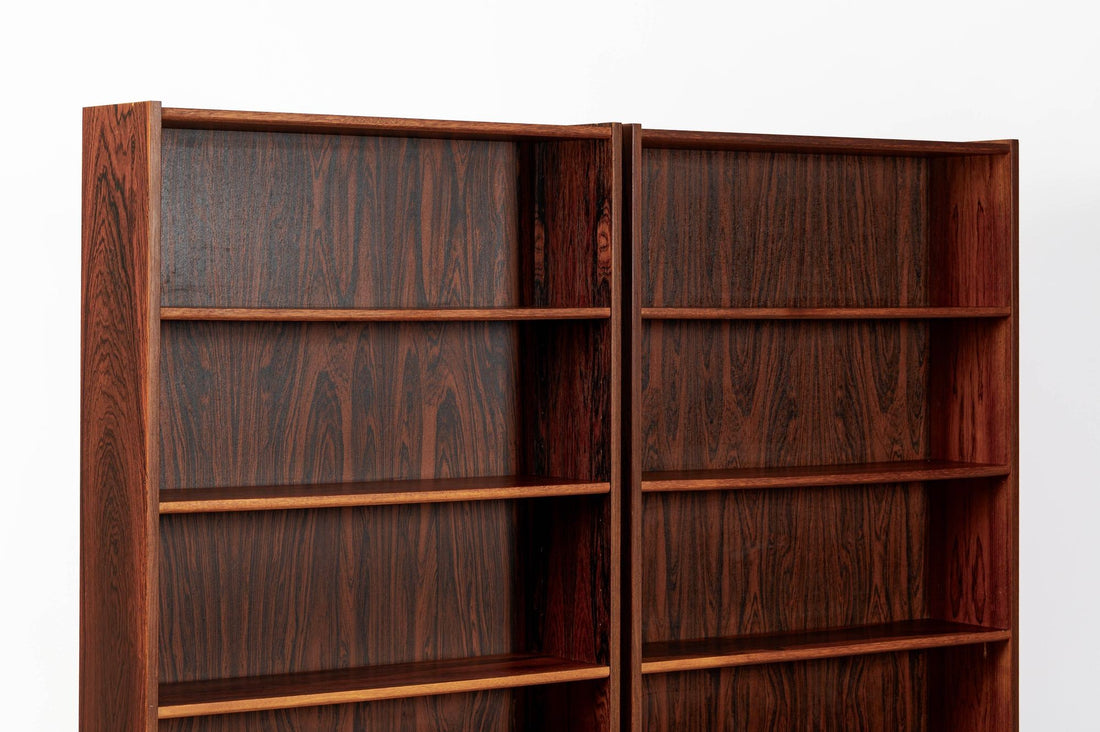Pair of Mid Century Scandinavian Modern Tall Rosewood Bookcases
