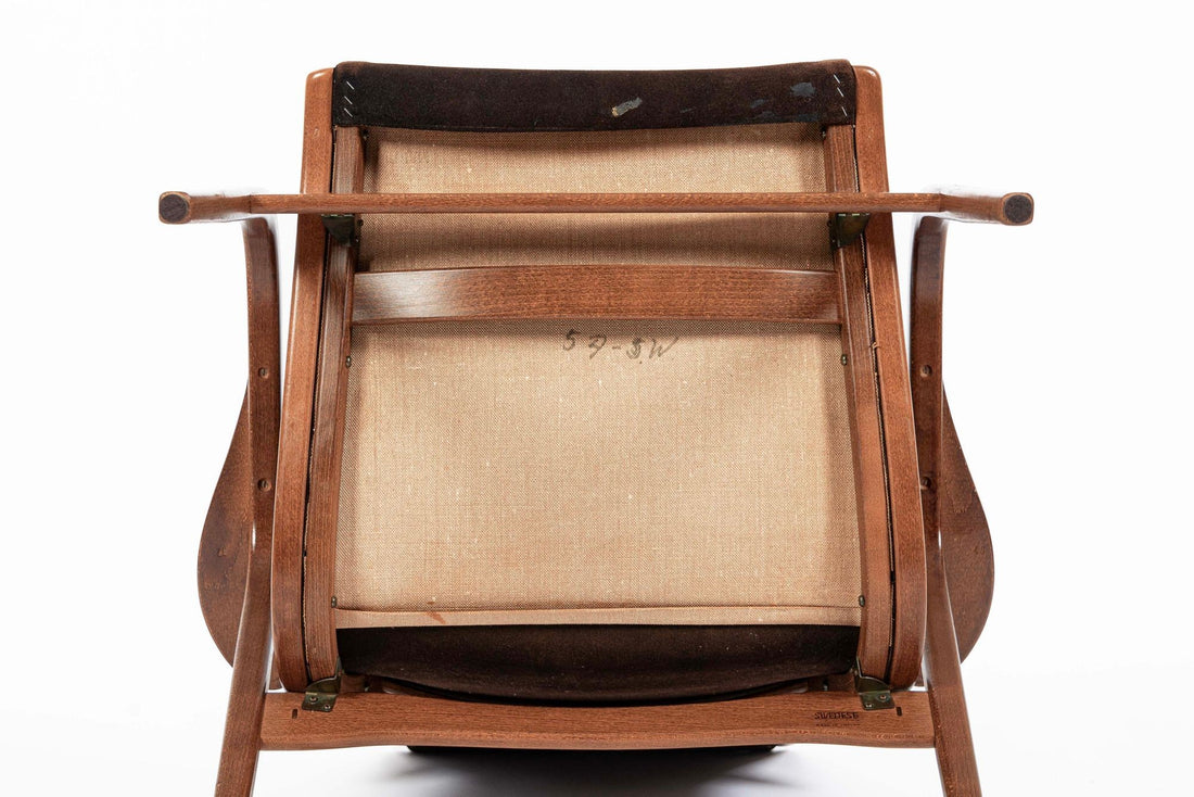 Pair Mid-Century Swedish Brown Lamino Lounge Chairs by Yngve Ekström for Swedese