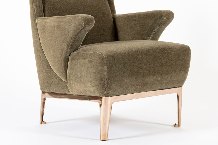 Restored 1940s Art Deco Lounge Chair Mink Mohair, Matching Sofa Available