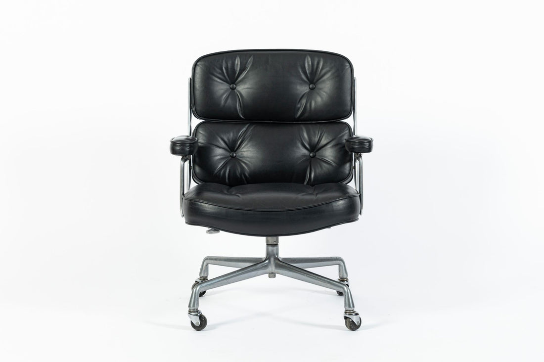 Eames Time Life Executive Lobby Chair Herman Miller Black Leather Office Chair