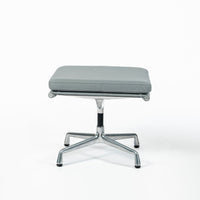 Eames Soft Pad Recliner with Ottoman for Herman Miller, Gray Leather Aluminum Group
