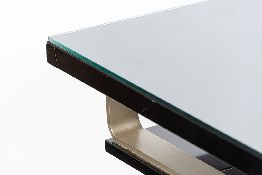 Postmodern Italian Rosewood and Metal Writing Desk by Abbondinterni, 1970s