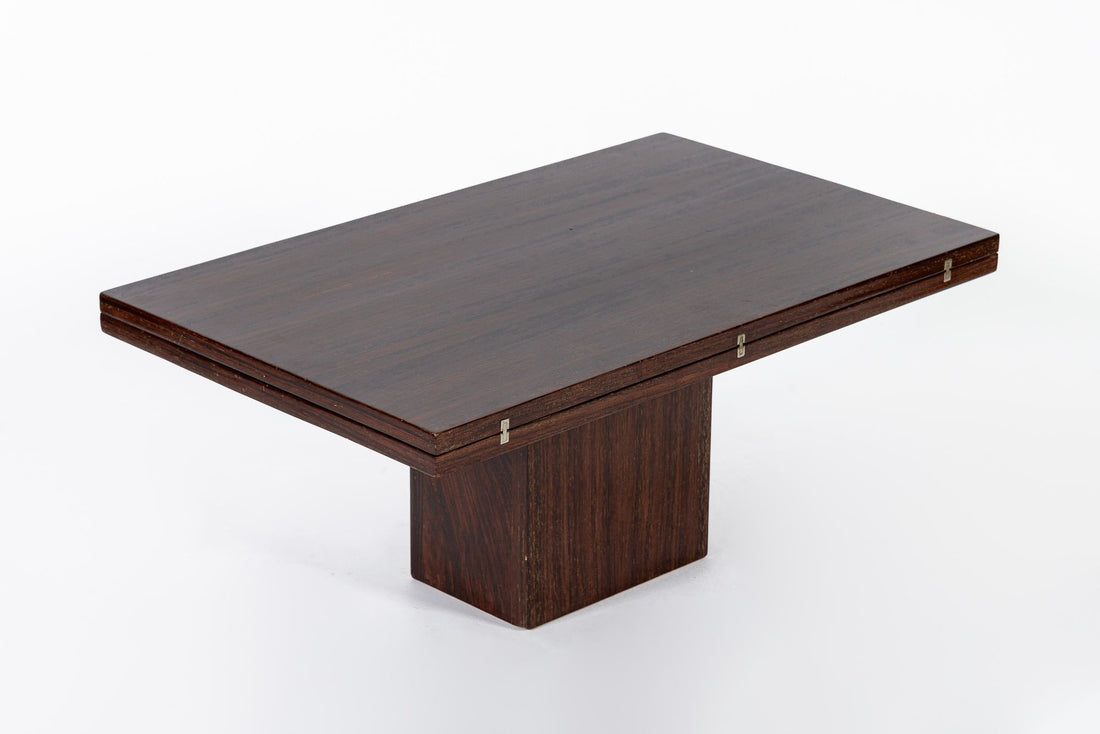 Antique French Art Deco Folding Wood Coffee Table by Francisque Chaleyssin (Attr) 1930s