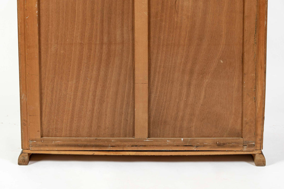 Antique French Art Deco Mahogany Wardrobe Armoire Cabinet, 1940s
