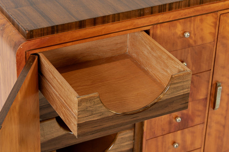 Antique Art Deco Two-Tone Burl Wood Dresser, 1930s