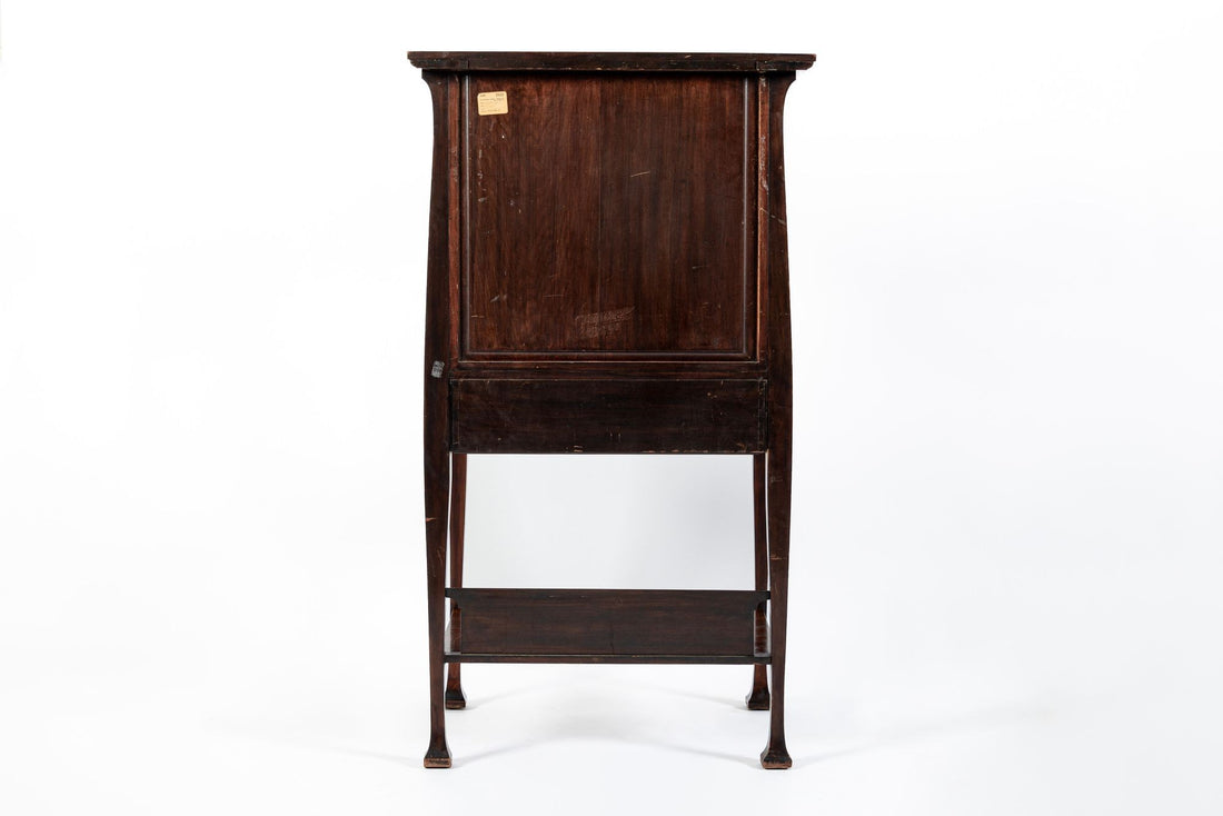 Antique Art Nouveau Scottish Mahogany Floral Secretary Cabinet