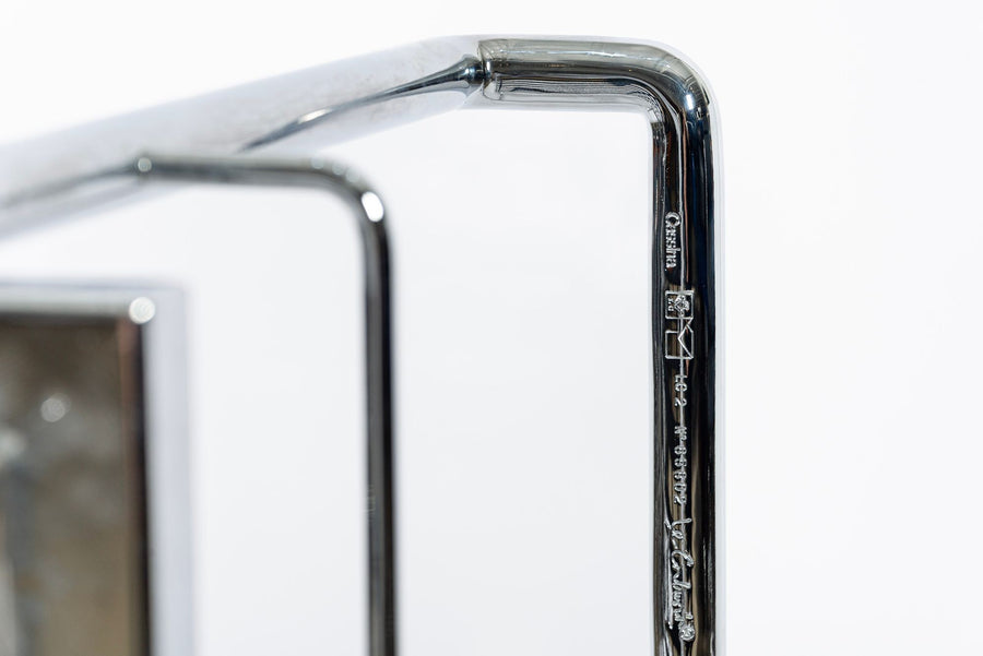 Authentic Cassina LC2 Black Leather Two-Seat Sofa by Le Corbusier 1994