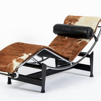 Vintage Cassina LC4 Cowhide Leather Chaise Lounge Chair by Le Corbusier 1960s