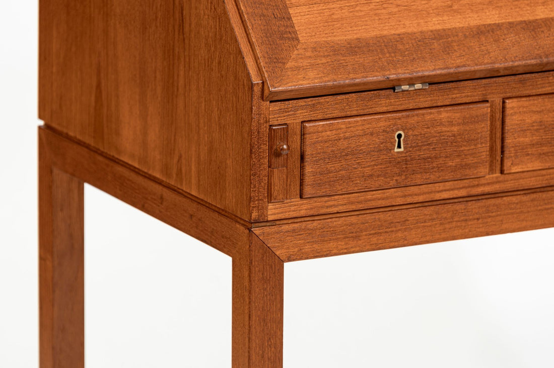 Danish Mid-Century Modern Teak Dropdown Secretary Desk, 1960s