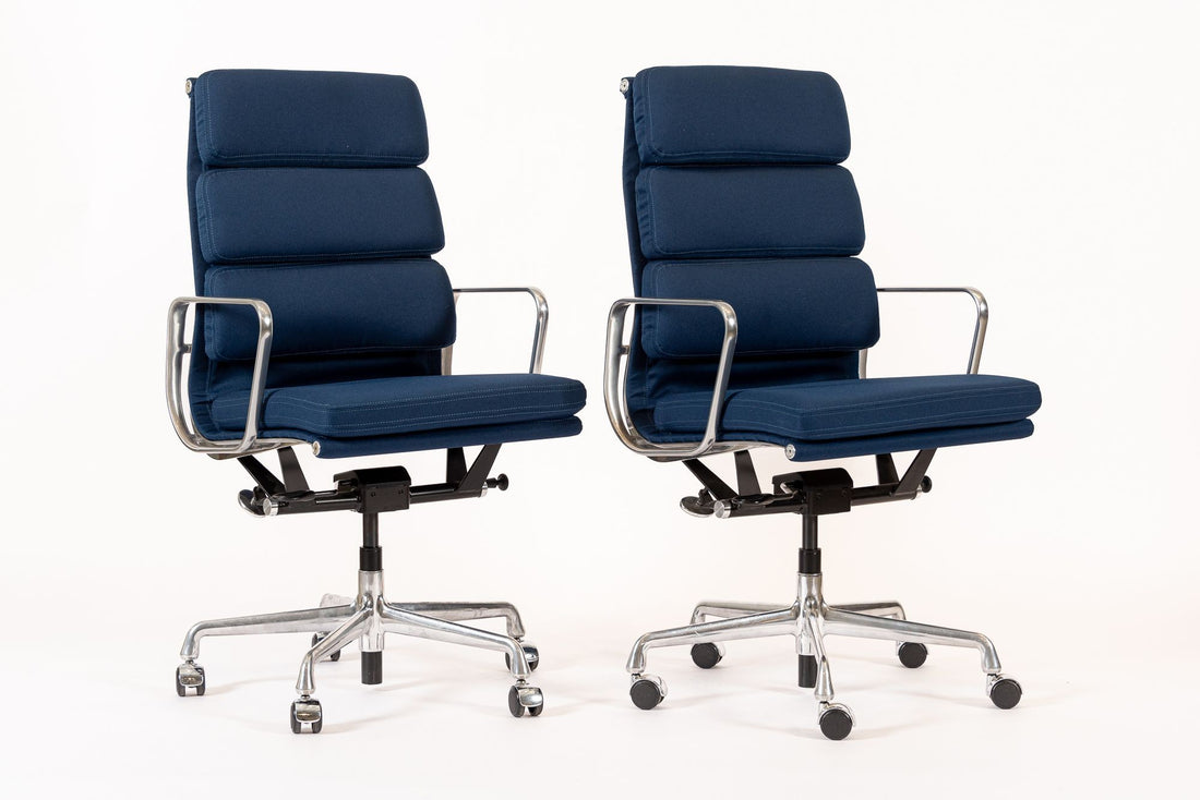 Herman Miller Eames Tall Navy Blue Fabric Desk Chair Soft Pad