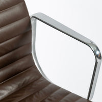Eames Herman Miller Brown Leather Aluminum Group Thin Pad Desk Chair, 2008