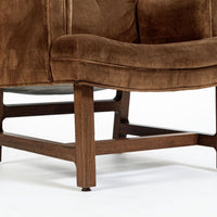 Pair of Mid-Century Brown Velvet Lounge Chairs Attributed to Edward Wormley, 1960s