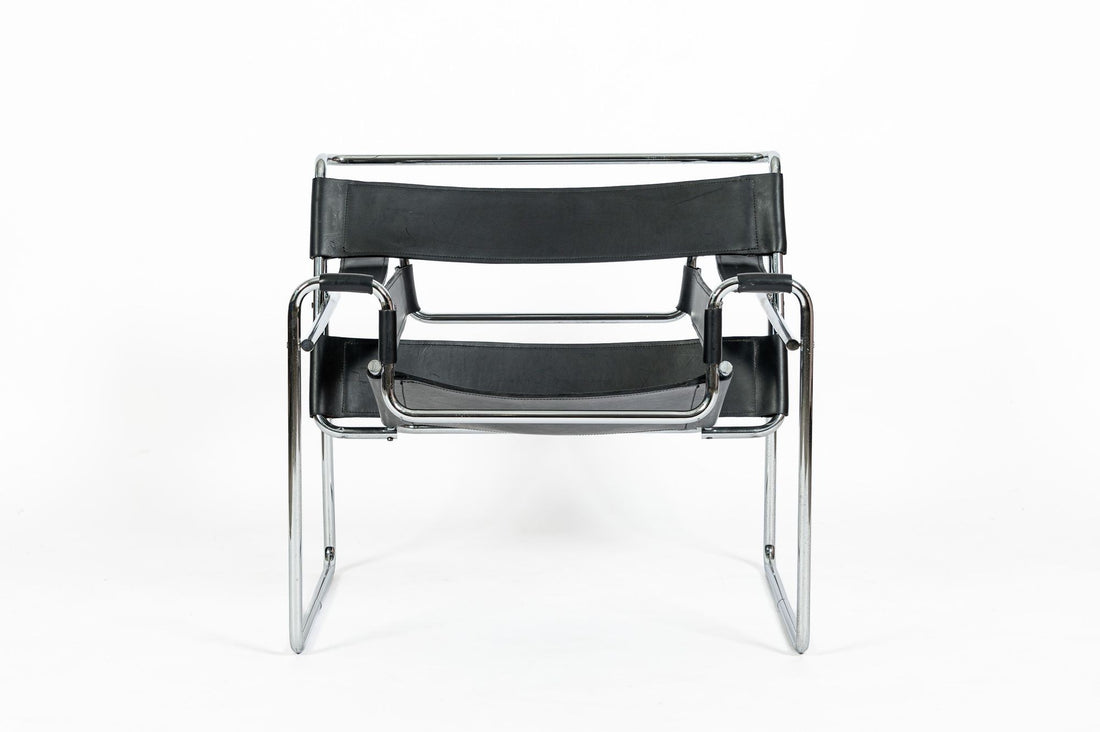 Vintage Mid Century Black Wassily Chair by Marcel Breuer (attr.) 1970s