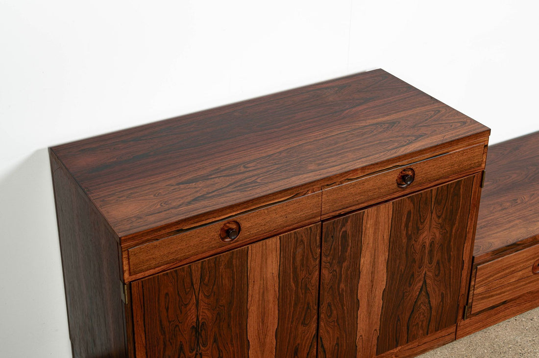 Mid-Century Swedish Rosewood Bookcase Dropdown Wall Unit by Bertil Fridhagen for Bodafors, 1960s